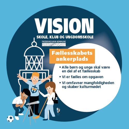 Plakat med vision for Center for Skole, Klubber og Ungdomsskole